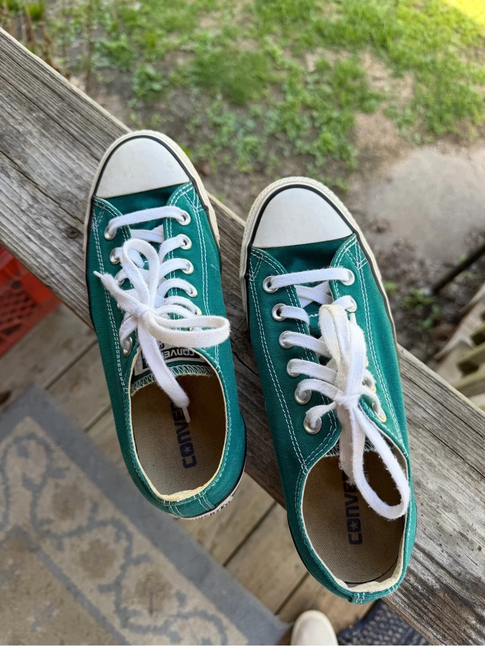 Converse Low-Top Canvas Sneakers in Green - Picture 1 of 4